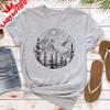 T-shirt da Donna Foresta Montagna Sole Cotone Manica Corta Top Casual Moda Top Estivo Outdoor T-shirt con Fantasia Classica