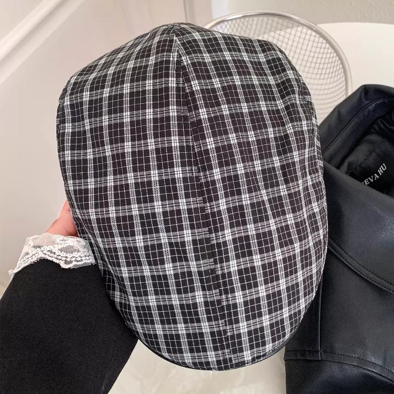 Retro British Style Color Matching Plaid Berets for Women Spring and Autumn Travel Casual Versatile Literary Newsboy Hats