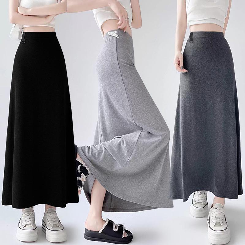 High-Waisted Maternity Fishtail A-Line Skirt - Flowy Mid-Length Slimming Skirt for Spring and Summer L