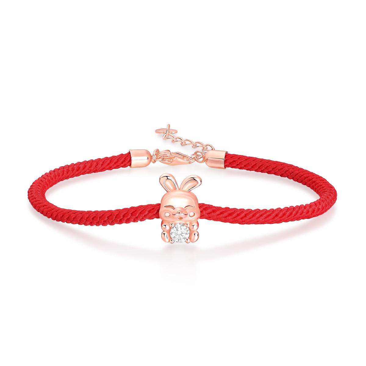 

Серебряный браслет Bague Ringen S925 Новый нефритовый кролик Moshi содержит серию жемчужных браслетов Nude Cargo розового золота