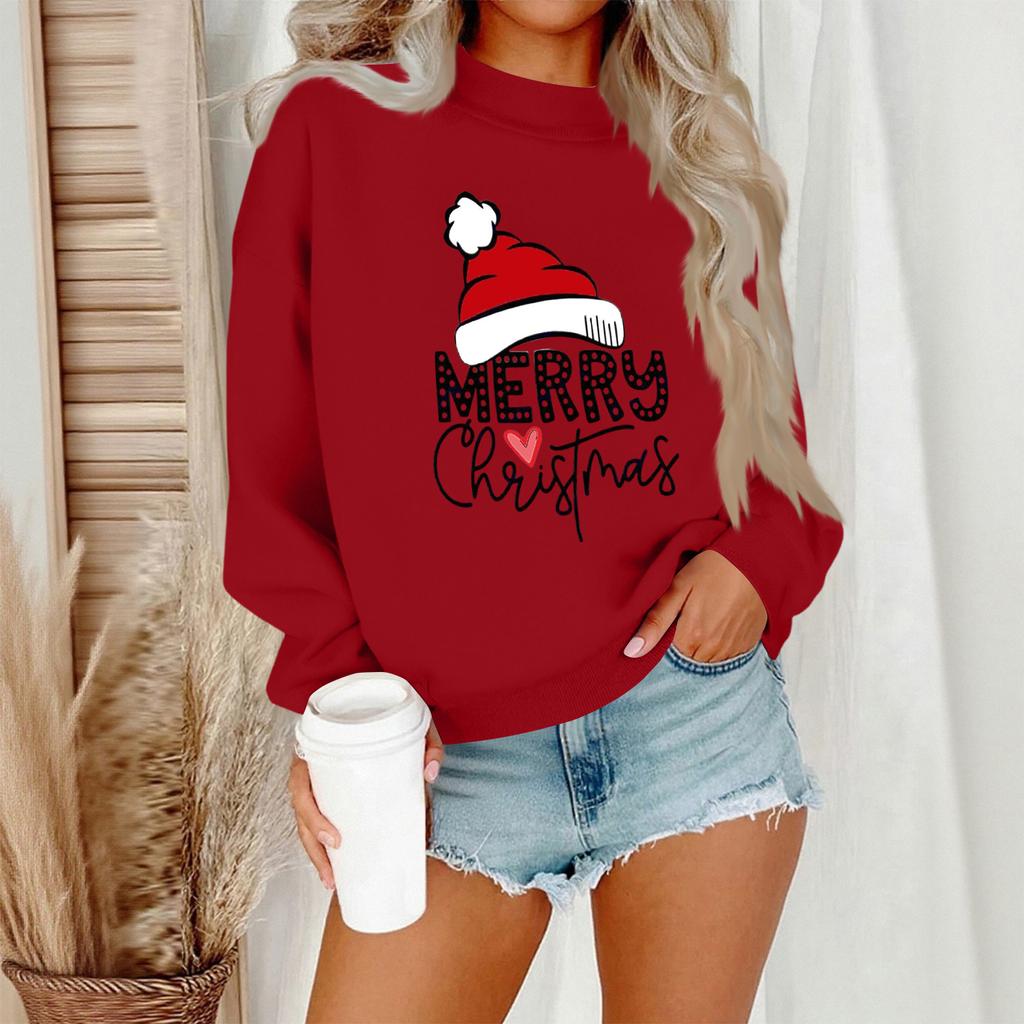 Women's Casual Fashion Round Neck Long Sleeve Christmas Printed Sweatshirt