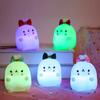 LED Night Light Adorable Rabbit Cartoon Animals Clear Box Rechargeable for Birthday Gifts Gradient Light