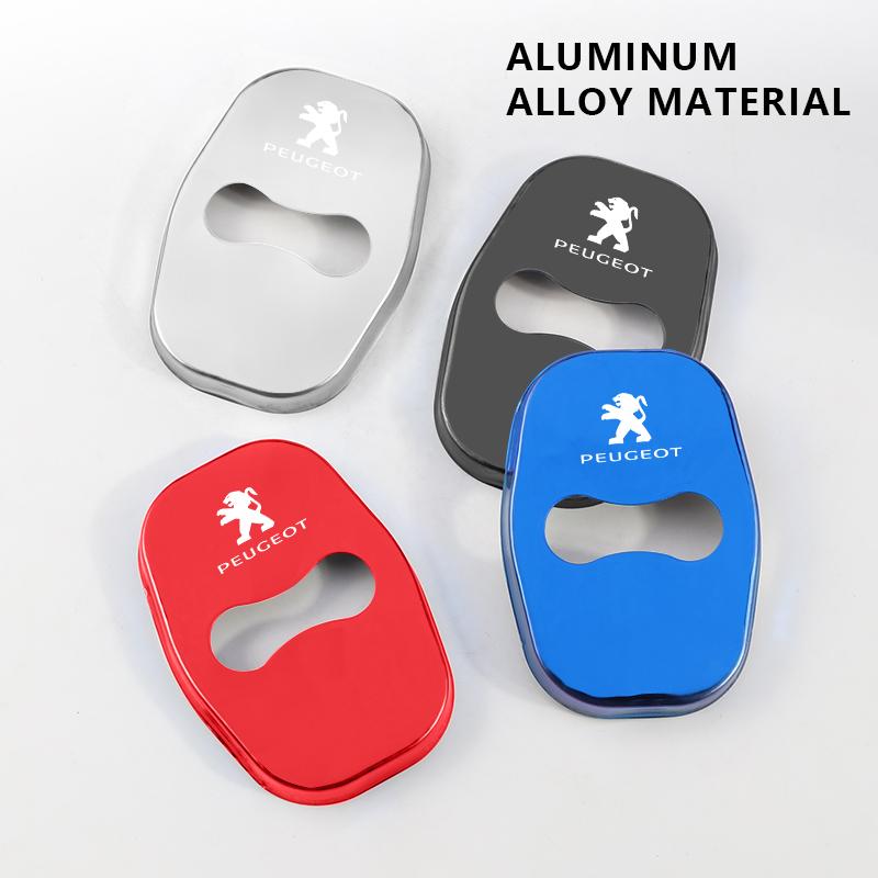 4Pcs Car Door Lock Cover Stainless Steel Protection Accessories For Peugeot 308 206 207 408 208 407 508 107 301 307 406 807 607