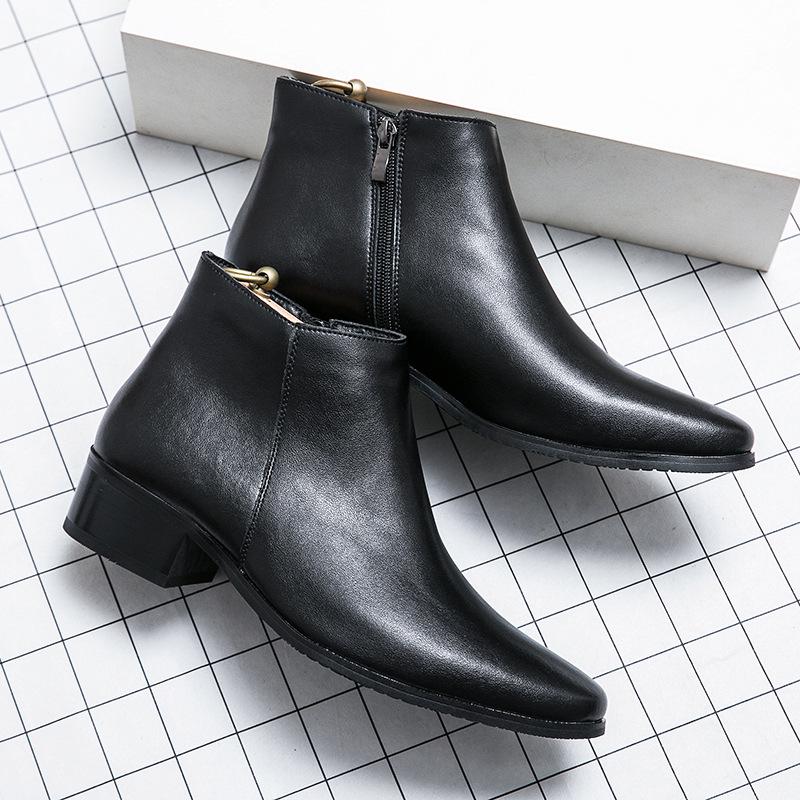 Men's Autumn/Winter Casual Leather Chelsea Boots with Velvet – Fashionable and Business Style