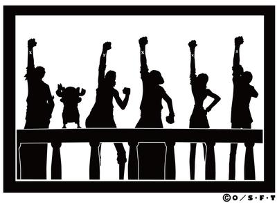 ONE PIECE Offizieller Silhouette Wandsticker, Hergestellt in Japan, 44cm x 60cm (02. Das Zeichen eines Freundes)