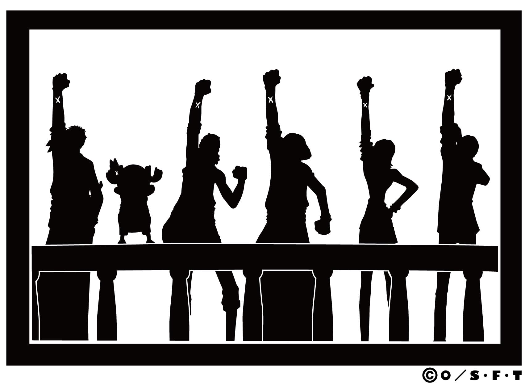 

ONE PIECE Official Silhouette Wall Made in 44cm x 60cm The Mark of a Sticker, Japan, (02. Friend)