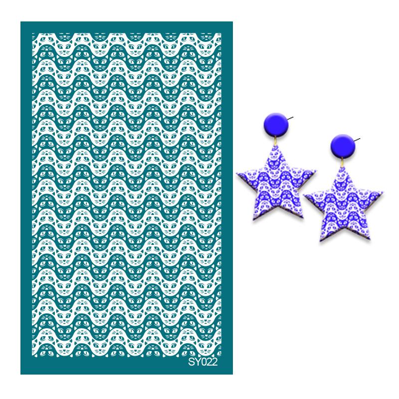 23 Styles Self-Adhesive Silk Screen Stencils for Polymer Clay Palm Leaves Reusable Mesh Transfer Printing Earring Jewelry Making