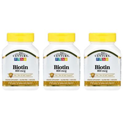 Sentry Biotin 800mcg Easy-Swallow Tablets, 110 Count (3-Pack)