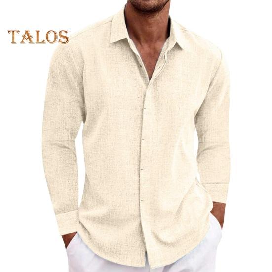 Fall Spring Men Shirt Button-down Turn-down Collar Cardigan Long Sleeves Loose Mid Length Casual Daily Wear Office Business Top