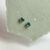 925 Sterling Silver Stud Earrings Six Claws Inlaid Emerald Small Zircon Versatile Basic Simple Stud Earrings