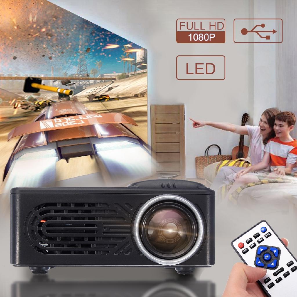 Black HD 1080P Mini Portable LED Video Projector Home Cinema USB SD HDMI Multimedia UK Plug NEW