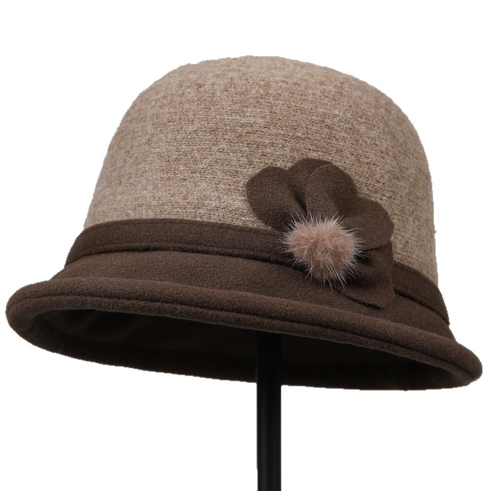 Mom Hat Lady New Autumn and Winter Foreign Style Grandma Bucket Hat Winter Models In the Elderly Old Lady Warm Hat