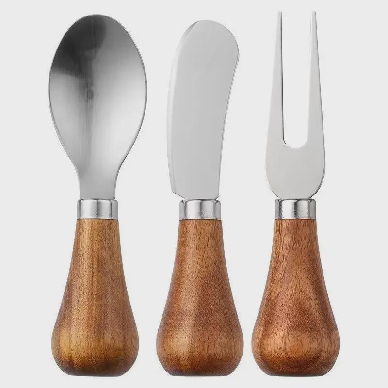 Stainless Steel & Wood Handle Butter and Cheese Knife Set