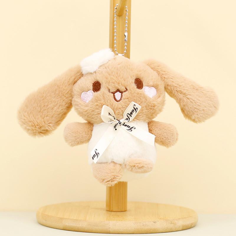 Adorable Plush Keychain Teddy Bear Beige Soft Short Plush Pp Cotton Filling 12cm