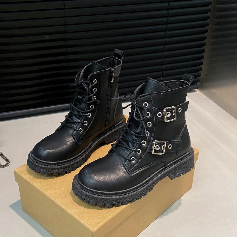 

Британские ботинки Мартин женские одинарные ботинки 2025 осень новые модные тонкие универсальные на толстой подошве на толстом каблуке женские короткие ботинки 40 чёрный