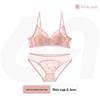 French Coquette Lace Thin Cup Wireless Bra, Girly Push Up Comfort Small Bust Women Bra
