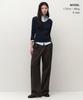 MUSINSA STANDARD WOMAN Women'S Wide Ribbed Slim V-Neck Knit [Navy]