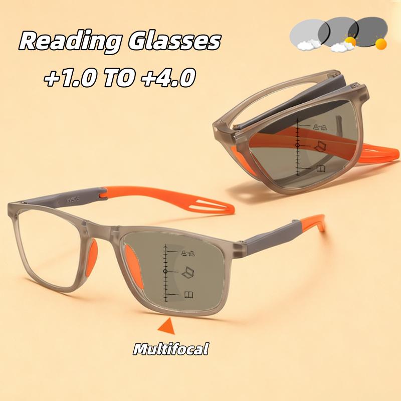 Progressive Multifokale Photochrome Lesebrille Neue Faltbare Tragbare Business-Presbyopie-Brille mit Blaulichtschutz