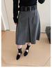 Grey Woolen Mid-Length Half Skirt for Women - High-End 2025 Autumn/Winter Collection