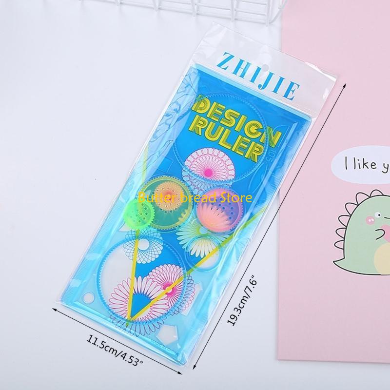 W89C Geometric Drawing Templates Plastic Rulers Multi-Function Measuring Rulers