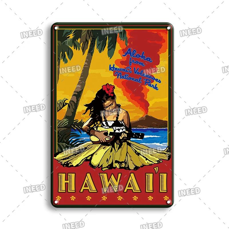 Funny Aloha Tiki Bar Tin Sign, Vintage Beach Bar, Pub Art, Wall Decor, Metal Plate, Retro Hawaii Beauty, Iron Painting Signs