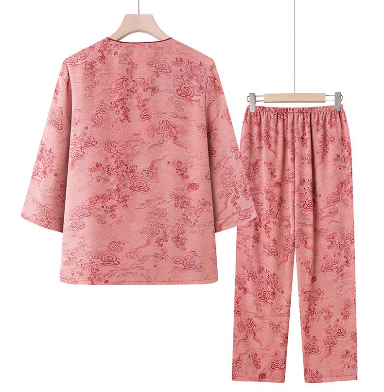 Women's Spring & Autumn Tang Suit Set: Middle-Aged & Elderly Cardigan, Loose Casual Home Wear, Red Zodiac Year Design