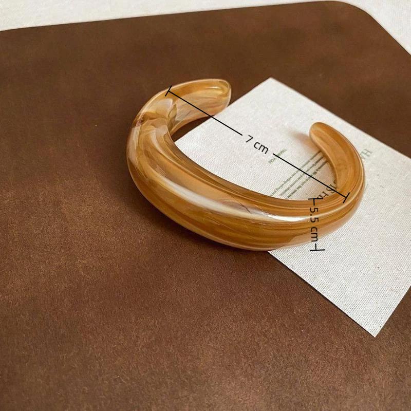 Wide Acrylic Bangles Smooth Glossy Surface Multicolor Marbled Pattern Perfect Womens Fashion Jewelry For Daily Wear Party