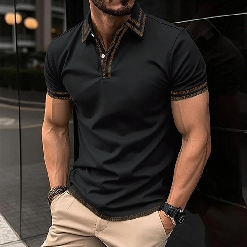 Summer Men's Casual Collar Line Short Sleeved T-shirt Polo Shirt