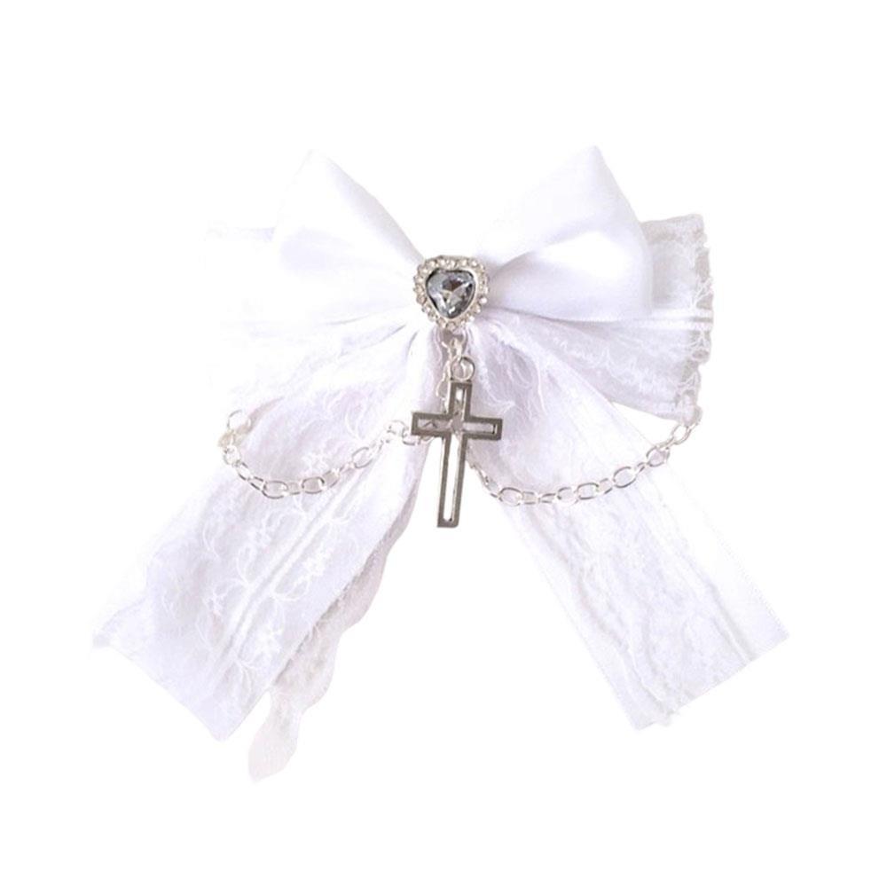 

Cute Bow Cross Pendant Gothic Hair Clip Bag Charm Exquisite Lace Design Lolita Hair Accessories Japanese Style Y2K Hair Clip