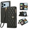 For iPhone 17 Pro Max Case Multi Card Slots Zipper Rhombus Leather Phone Cover with Wrist Strap