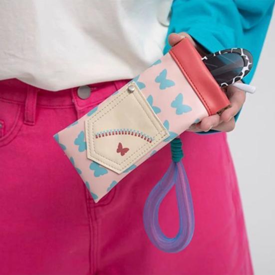 Magnetic Glasses Bag with Lanyard Cute Glasses Pouch Squeeze Top Sunglass Pouch Portable Eyeglass Case