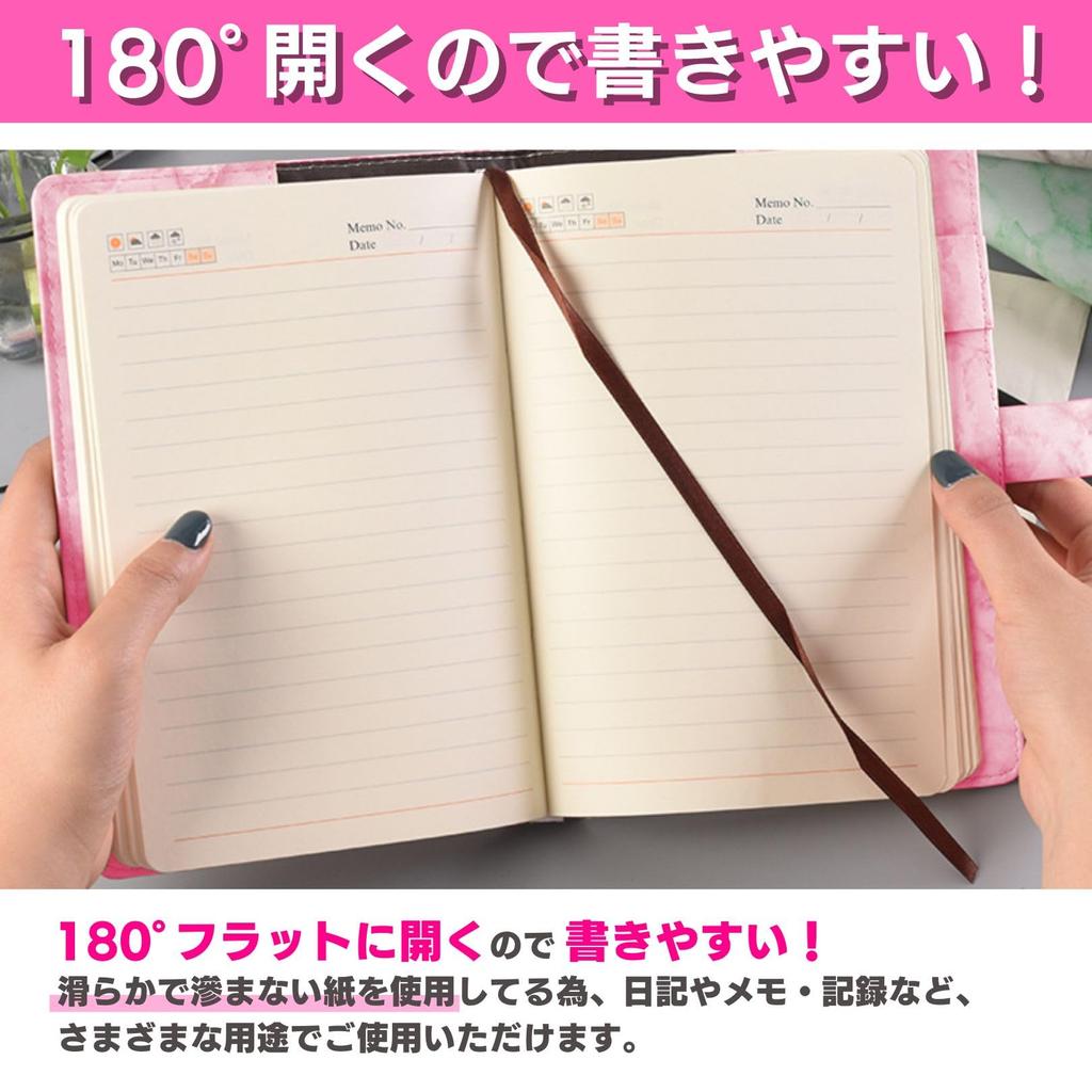 A5 Lockable Marble Diary with Lock, Refillable, Secret Password (Pink)