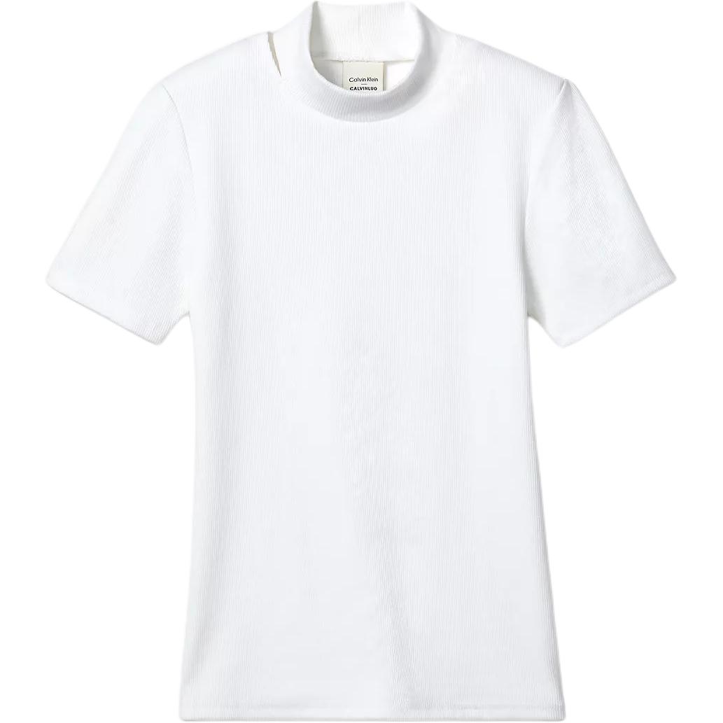 

Calvin Klein Soft Casual Comfortable Slim Fit Stand Collar Short Sleeve T-Shirt Women tops 40428WF-YAA S