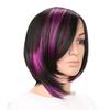 Synthetic Hair Purple Mixed Black Wigs for Women Short Bob Wig with Long Bangs Trendy Drag Wigs Straight Style Cosplay Wig Bobs