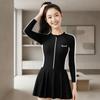 Large Size Skirt Long-sleeved One-piece Swimsuit Female Fat Sister 160kg Boxer Pants Conservative Sports Student Casual