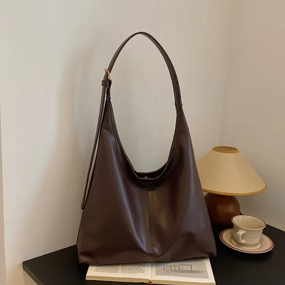 PU Vintage Tote Bag Large Capacity Commute Shopping Bag Elegant Women's Shoulder Bag  Streetwear