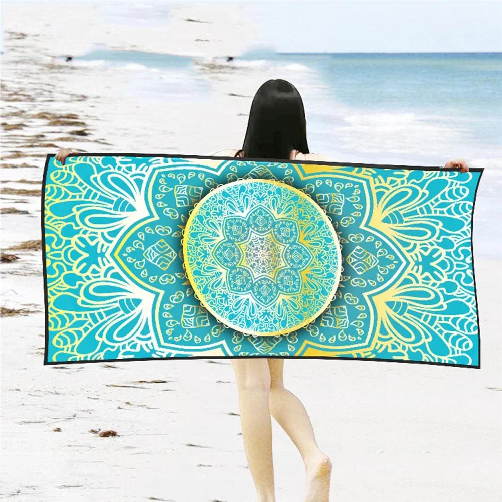 Summer Beach Towel Adult Absorbent Beach Towel Boho Geometric Pattern Quick Dry Bath Towel Travel Picnic Yoga Blanket Women Gift