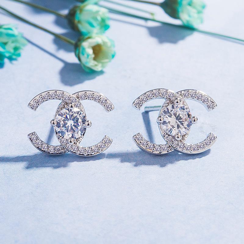 Серьги 2026 года с инкрустацией цирконами для женщин, Простой и модный стиль, Серьги, Ювелирные изделия платиновый