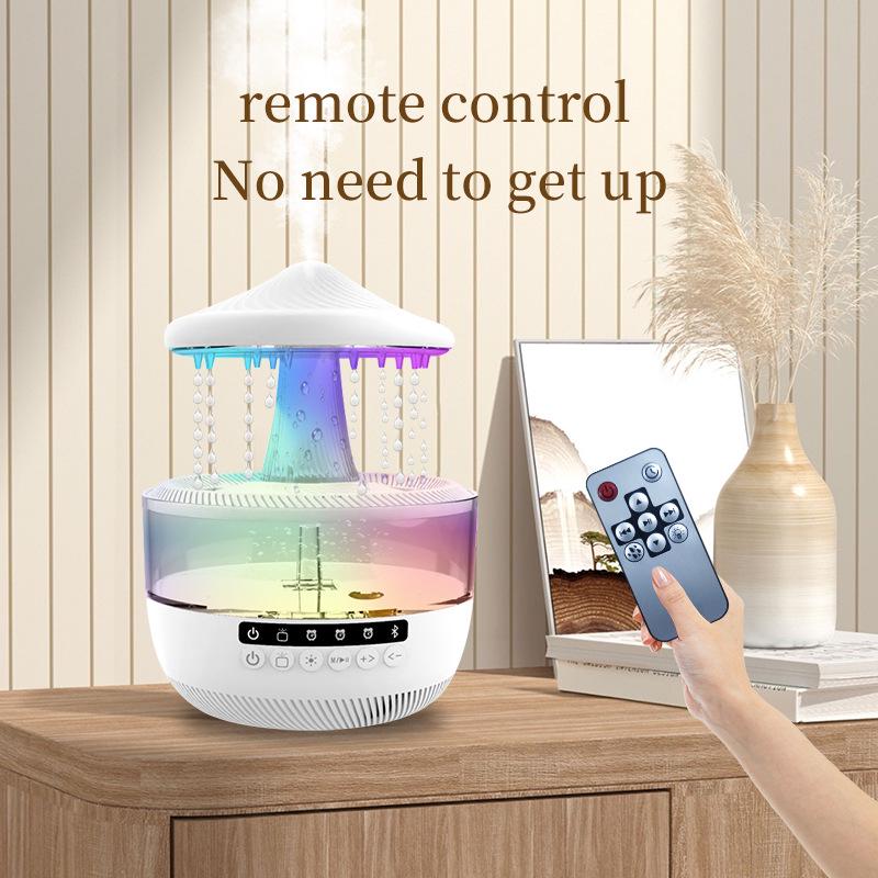 Innovative Raindrop Humidifier with Bluetooth Speaker & Seven-Color Mushroom Night Light