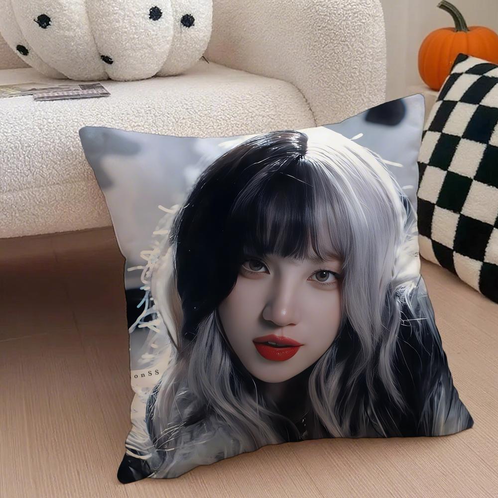 Quirky Korean Beautiful Singer SSong Yuqi Cushion Cover Throw Pillow Cover Hidden Button Durable Polyester Chair Cushion