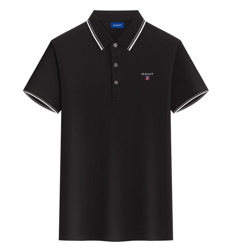 

Gant 2025 Men s and Women s Summer Embroidered Cool Antibacterial Color Blocked Collar Polo Shirt Couple Business Casual Polo Shirt XXL чорний