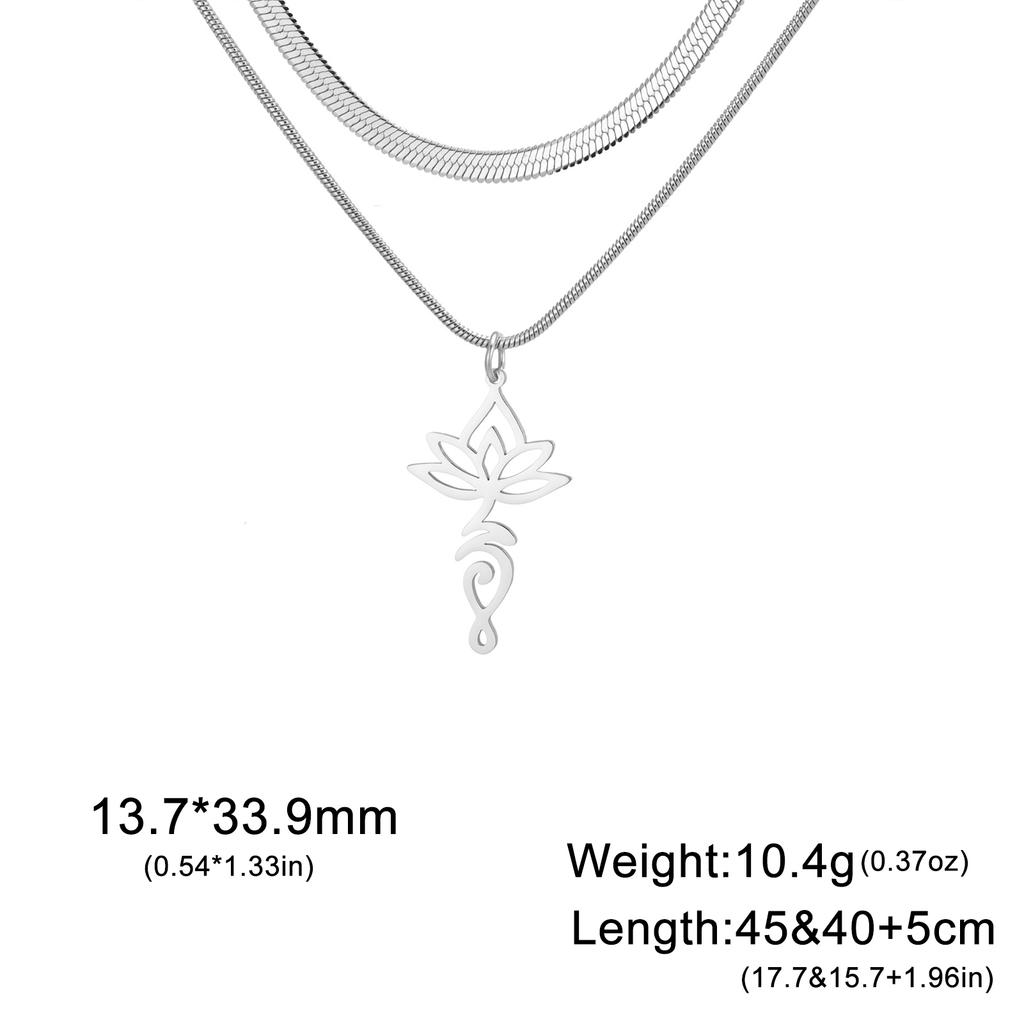 Lucktune Lotus OM Yoga Chakra Symbol Pendant Necklace Women Stainless Steel Buddhism Hindu Amulet Chain Necklace Jewelry Gift