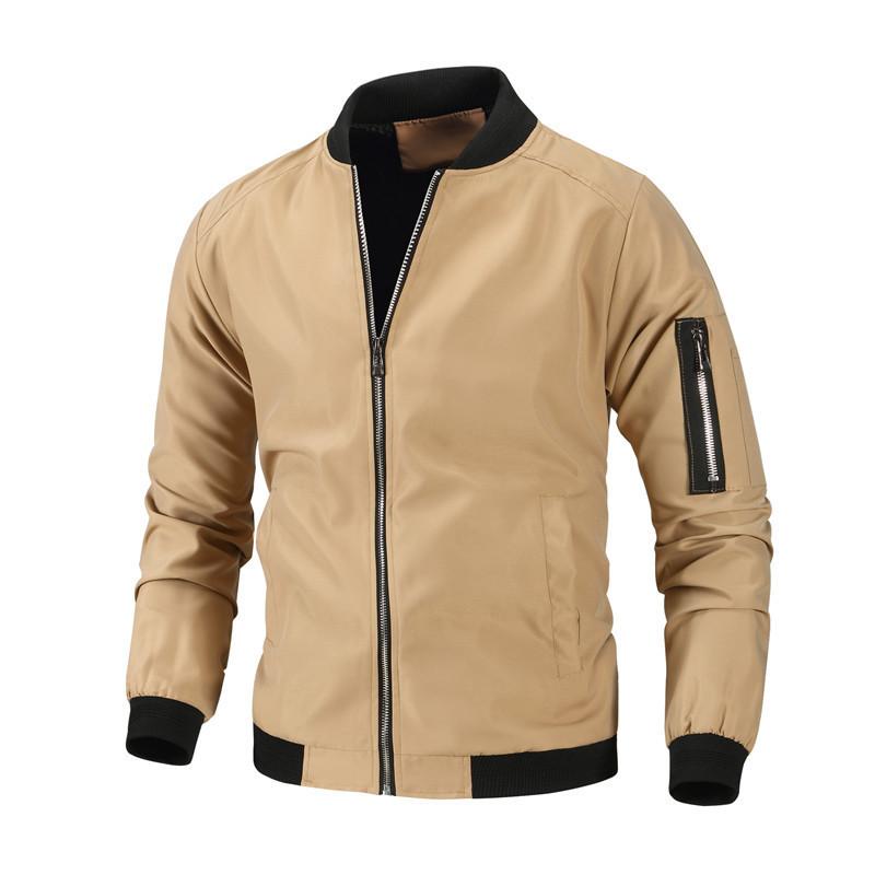 Jugend Frühling und Herbst Dünne Herren Baseballkragen Einfarbig Jacke Lässig Nein. 1 Jacke Herren