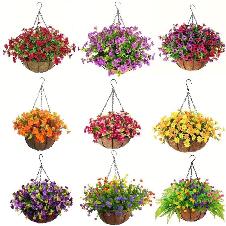 Hanging Flower Plant in Plastic Basket for Patios Garden Porch Deck Wedding Party Decorations