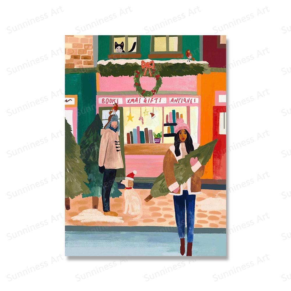 Obraz ścienny na płótnie z motywem choinki Plakaty i wydruki skandynawskie Zima w Nowym Jorku Zdjęcia z podróży do salonu Wystrój domu