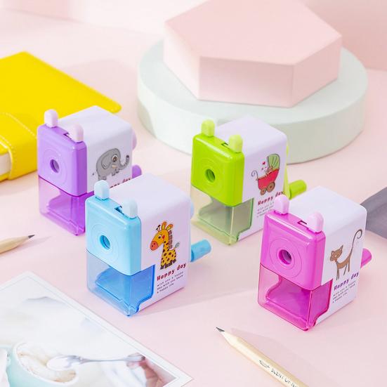 Pencil Cutter Labor-saving Anti-skid with Drawer Holder Comfortable Grip Cartoon Sharpening Detachable Rotary Pencil Sharpener Machine Accessories