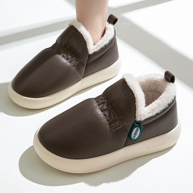 

Хлопковые тапочки на каблуке, оптовая продажа, мужская и женская домашняя мебель, утолщенная, нескользящая, из искусственной кожи, хлопковая обувь 45-46 темно-коричневого