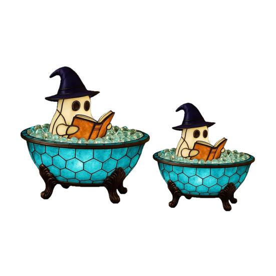 Ghost Bubble Bath Lamp Halloween Ghost Night Light Color-Changing Ghost-Themed Bathtub Accent Lamp for Bathroom Decor