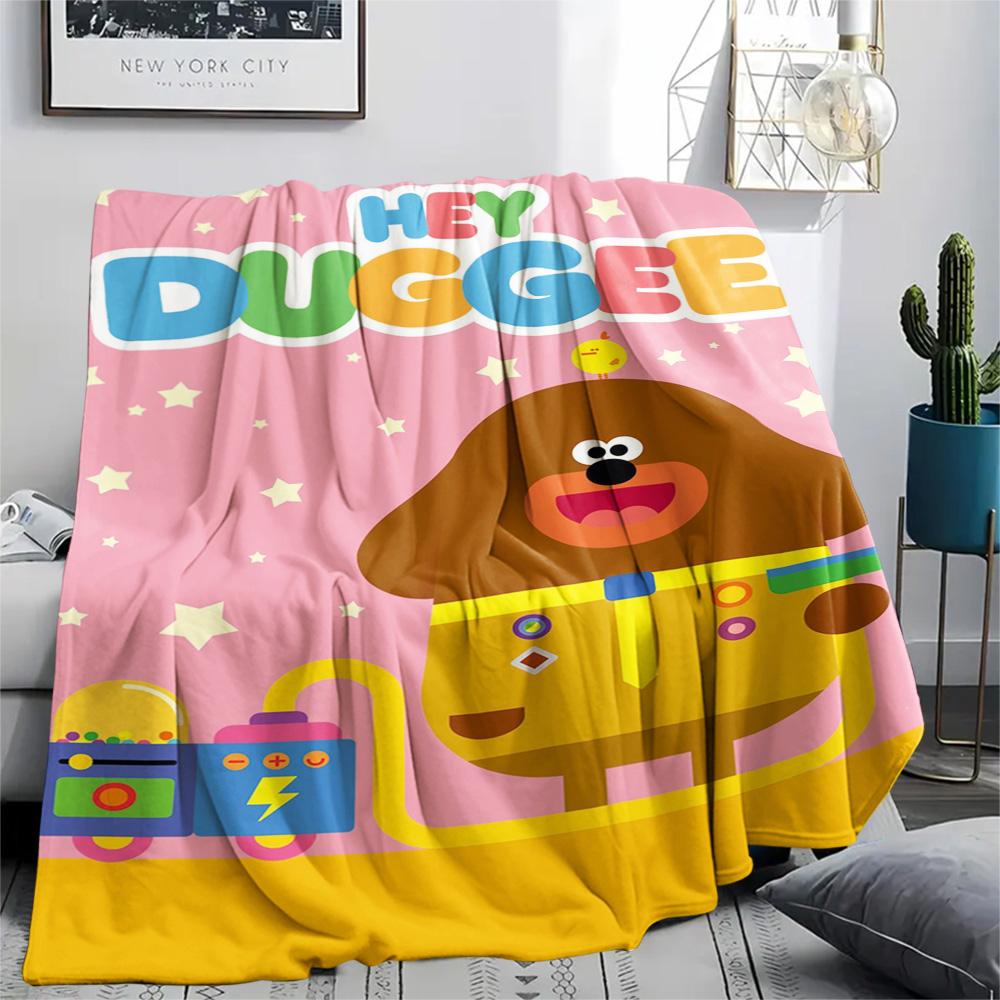 1PC Hey Duggee Patterned Flannel Blanket Suitable For All Seasons for Home Decor Warmth and Comfort Gifts Holiday Present