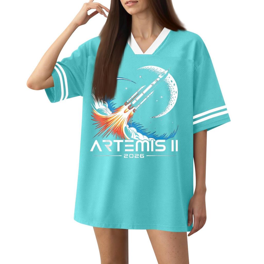 Womens V Neck Short Sleeve Sports Jersey T Shirt Loose Fit Graphic Printed Athletic Top Casual Wear